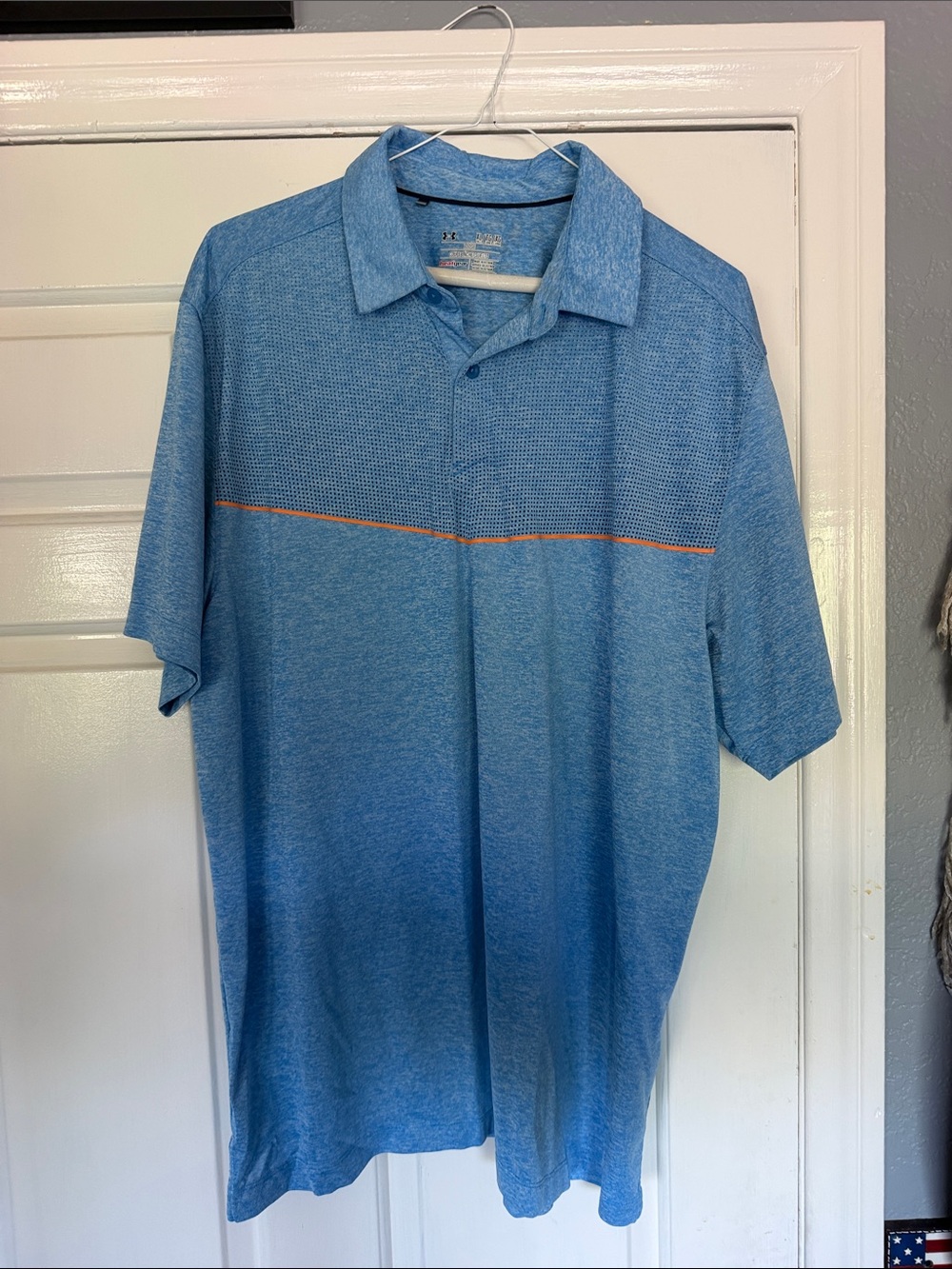 Men's Blue Polo Shirt with Contrast Stripe